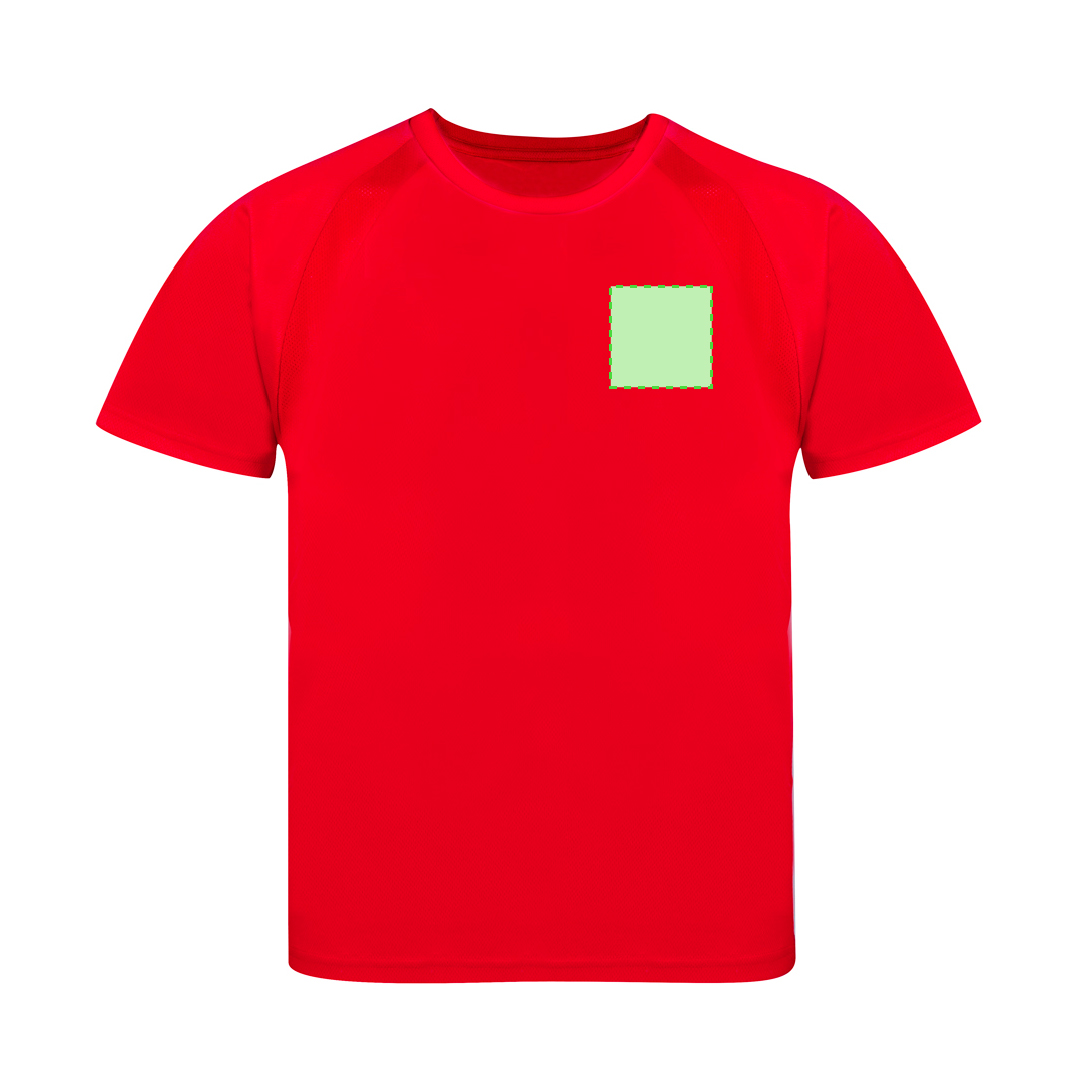 Camiseta técnica Tecnic Sappor niño — poliéster transpirable 135 g/m² con manga ranglán y bandas microperforadas, tallas infantiles