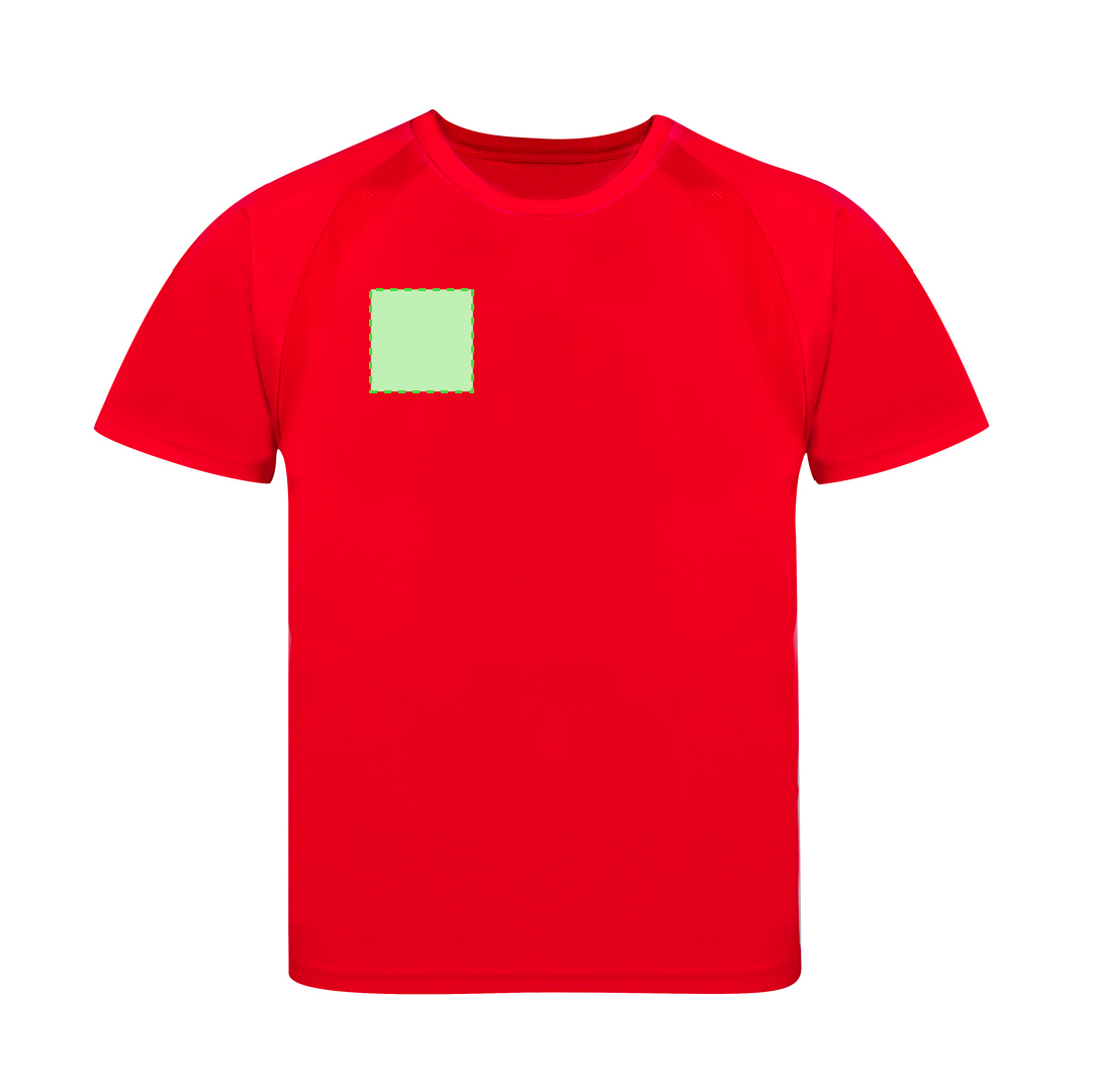 Camiseta técnica Tecnic Sappor niño — poliéster transpirable 135 g/m² con manga ranglán y bandas microperforadas, tallas infantiles