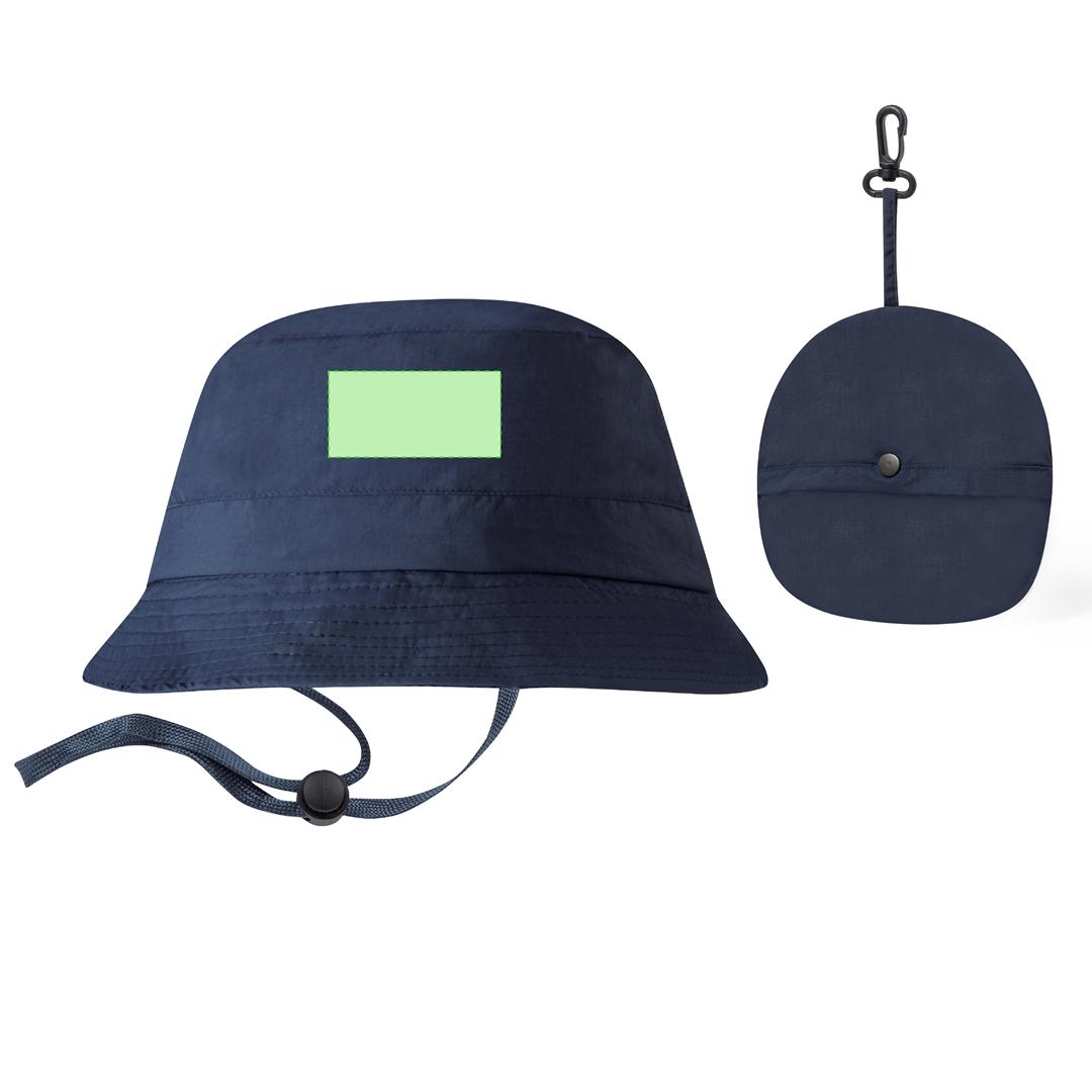 Gorro bob plegable de microfibra con cintas ajustables para cabeza y cuello y mosquetón de plástico