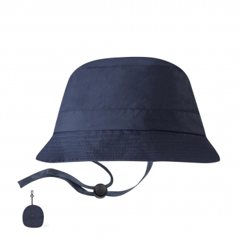 Gorro bob plegable de microfibra con cintas ajustables para cabeza y cuello y mosquetón de plástico