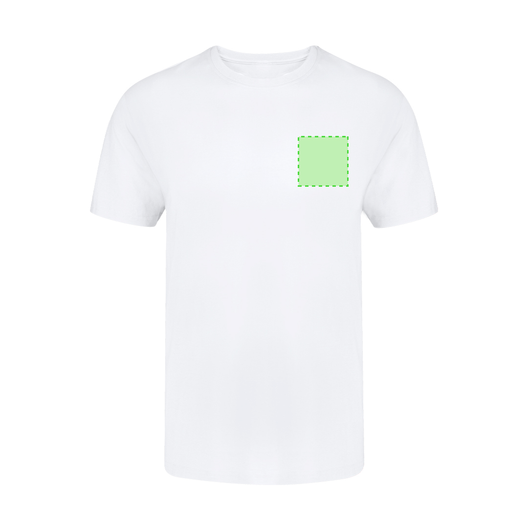 Camiseta Seiyo adulto blanca — 100% algodón Ring Spun 160 g/m², diseño tubular con cuello redondo, compatible con plastisol