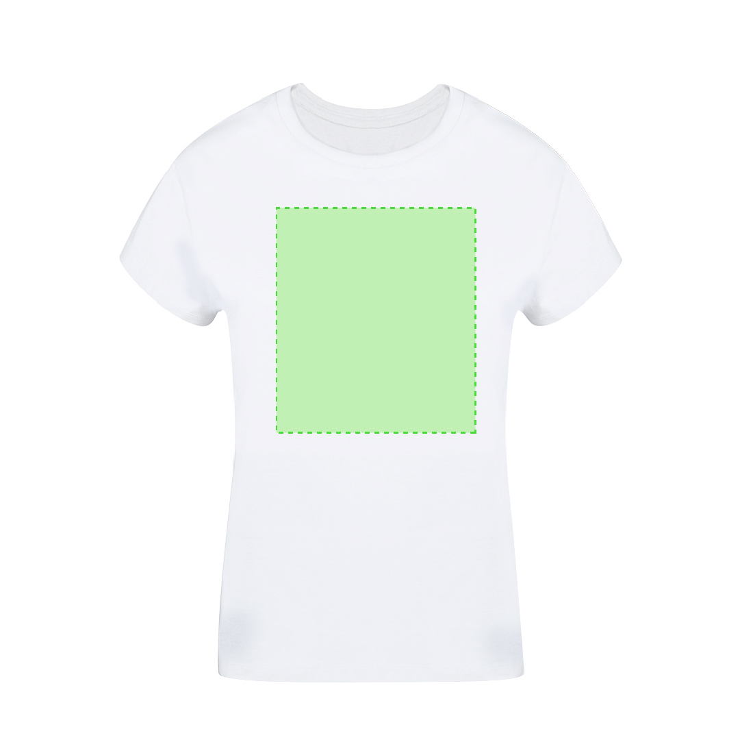 Camiseta Seiyo mujer blanca — 100% algodón Ring Spun 160 g/m², diseño tubular con cuello redondo, tallas S-XXL