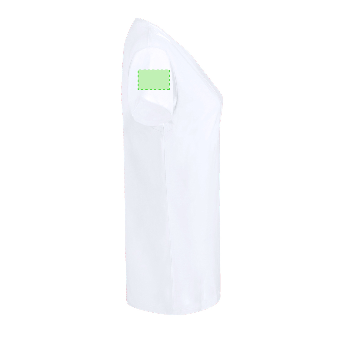 Camiseta Seiyo mujer blanca — 100% algodón Ring Spun 160 g/m², diseño tubular con cuello redondo, tallas S-XXL
