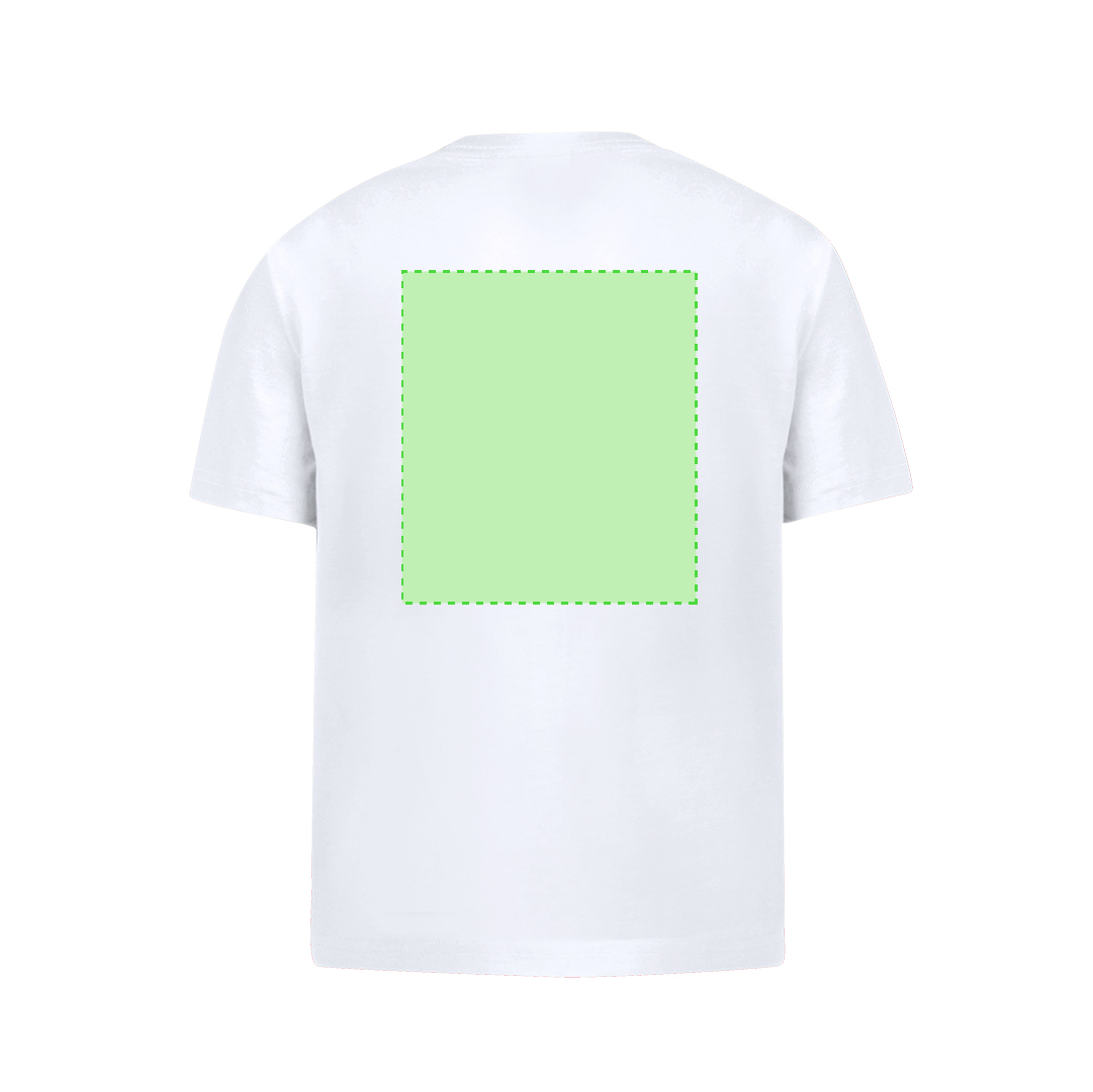 Camiseta Seiyo niño blanca — 100% algodón Ring Spun 160 g/m², diseño tubular con cuello redondo, tallas infantiles