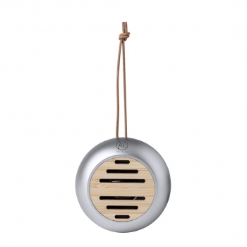Altavoz Bluetooth eco compacto de aluminio reciclado con rejilla de bambú, 3W y 135 g