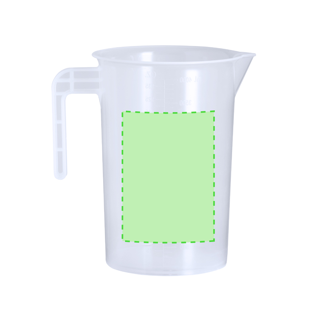 Jarra medidora de PP transparente 4 litros con asa y escala dual ml/oz en tramos de 100 ml