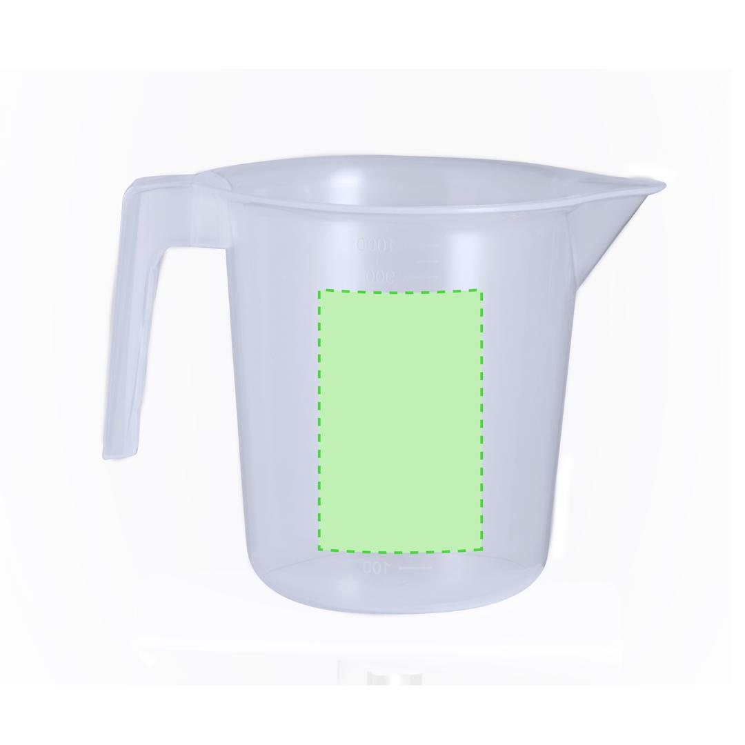 Jarra medidora de PP transparente 500 ml con asa y escala dual ml/oz en tramos de 20 ml