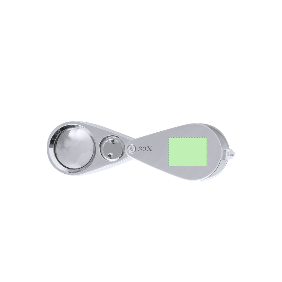 Lupa plegable de metal 30 aumentos con 2 LEDs integrados y pilas incluidas