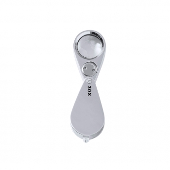 Lupa plegable de metal 30 aumentos con 2 LEDs integrados y pilas incluidas