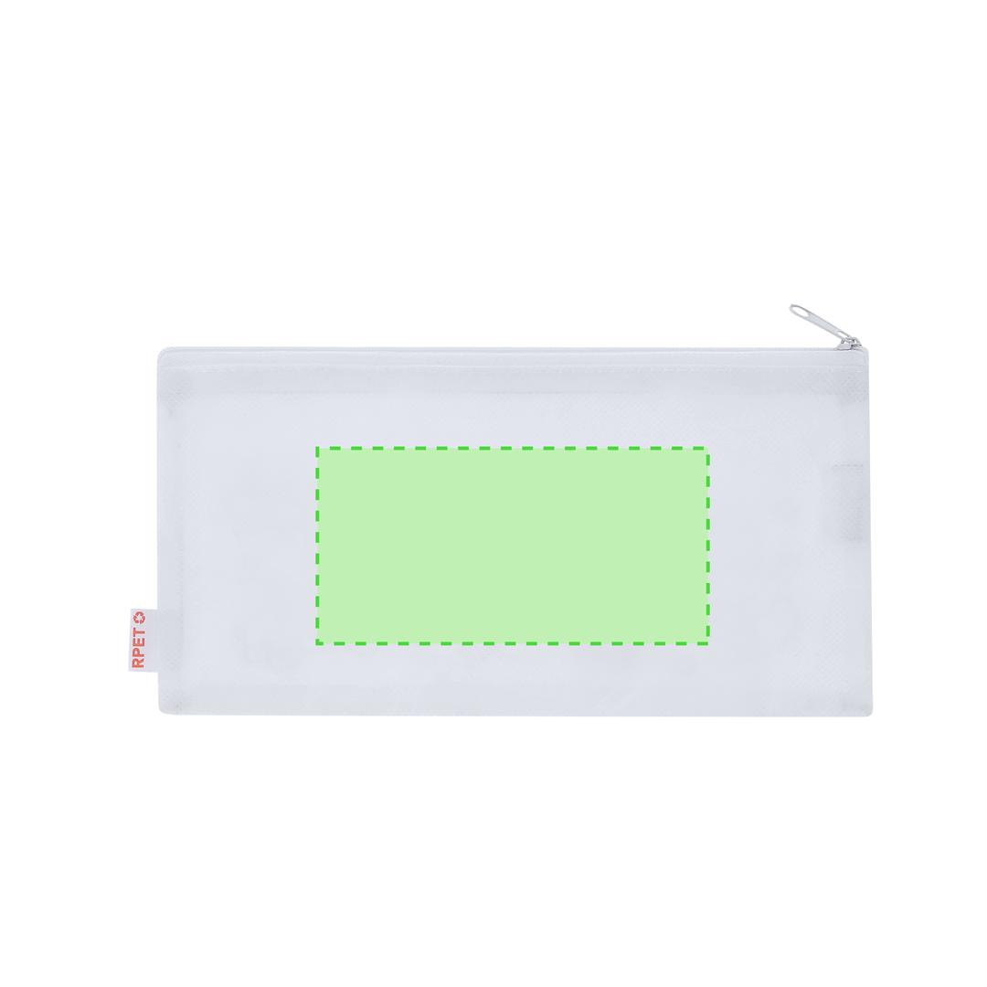 Estuche navideño para colorear Flemenk — non-woven RPET con motivos navideños, 5 ceras incluidas, cremallera y tirador metálico