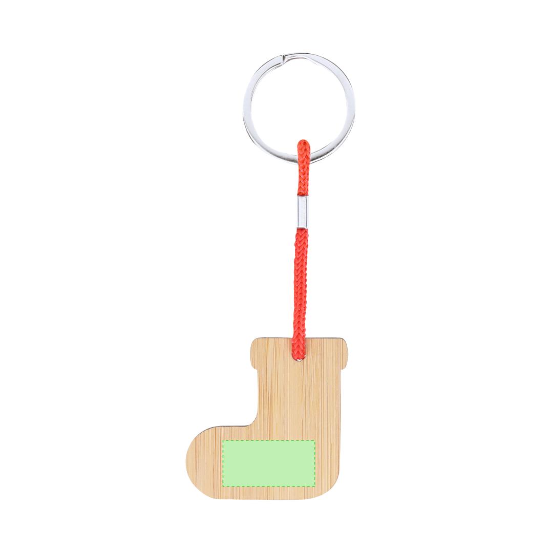 Llavero navideño Matcher de bambú — 4 diseños (Reno, Gorro Papá Noel, Árbol, Calcetín), material natural sostenible
