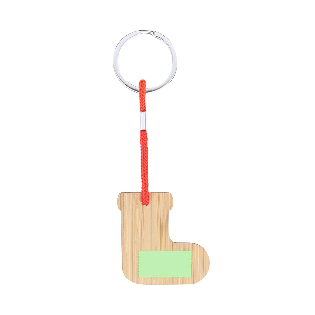 Llavero navideño Matcher de bambú — 4 diseños (Reno, Gorro Papá Noel, Árbol, Calcetín), material natural sostenible