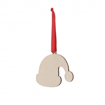 Adorno navideño sublimación Clixar de madera — 3 diseños (Gorro Papá Noel, Árbol, Bola), lazo rojo, diseñado especialmente para sublimación