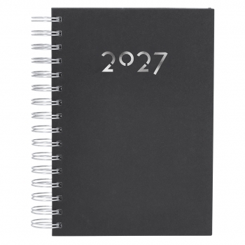 Agenda corporativa de PU con página por día y packaging de regalo