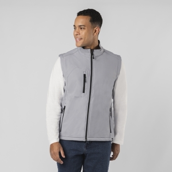 Chaleco Handricks adulto soft shell RPET 3 capas — 340 g/m² con membrana 8000mm, exterior RPET/elastano + micropolar RPET interior negro, cintura ajustable