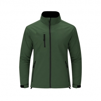Chaqueta Grifter adulto soft shell RPET 3 capas — 340 g/m² con membrana 8000mm, mangas ranglán con velcro, micropolar RPET interior negro, cintura ajustable