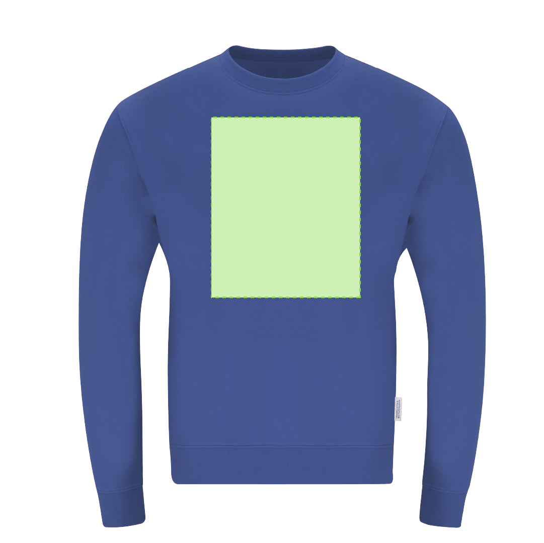 Sudadera Skelton adulto cuello redondo — 60% algodón orgánico / 40% RPET felpa perchada 280 g/m², canalé con elastano y etiqueta eco