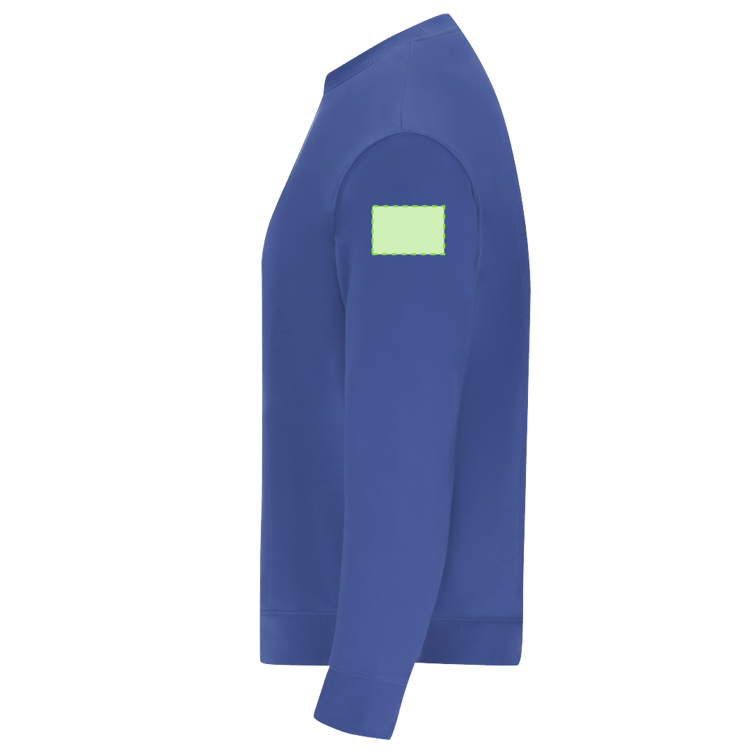 Sudadera Skelton adulto cuello redondo — 60% algodón orgánico / 40% RPET felpa perchada 280 g/m², canalé con elastano y etiqueta eco