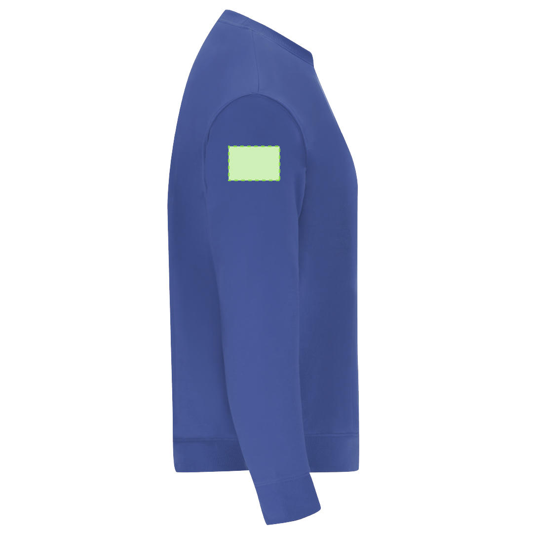 Sudadera Skelton adulto cuello redondo — 60% algodón orgánico / 40% RPET felpa perchada 280 g/m², canalé con elastano y etiqueta eco