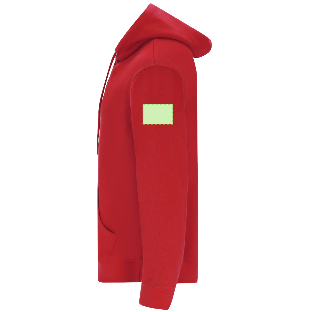 Sudadera Dretius adulto con capucha — 60% algodón orgánico / 40% poliéster RPET felpa perchada 280 g/m², etiqueta eco, cordones redondos