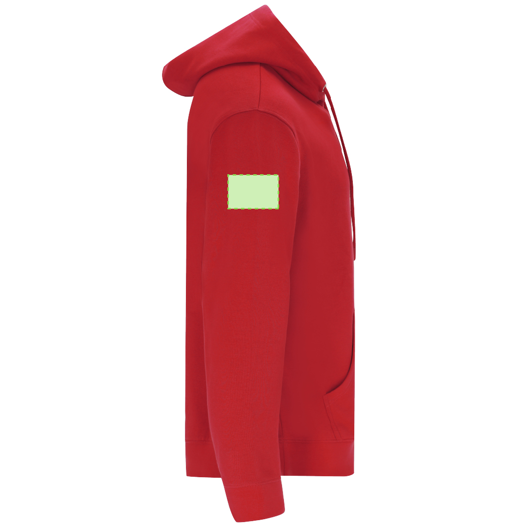 Sudadera Dretius adulto con capucha — 60% algodón orgánico / 40% poliéster RPET felpa perchada 280 g/m², etiqueta eco, cordones redondos