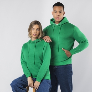 Sudadera Dretius adulto con capucha — 60% algodón orgánico / 40% poliéster RPET felpa perchada 280 g/m², etiqueta eco, cordones redondos
