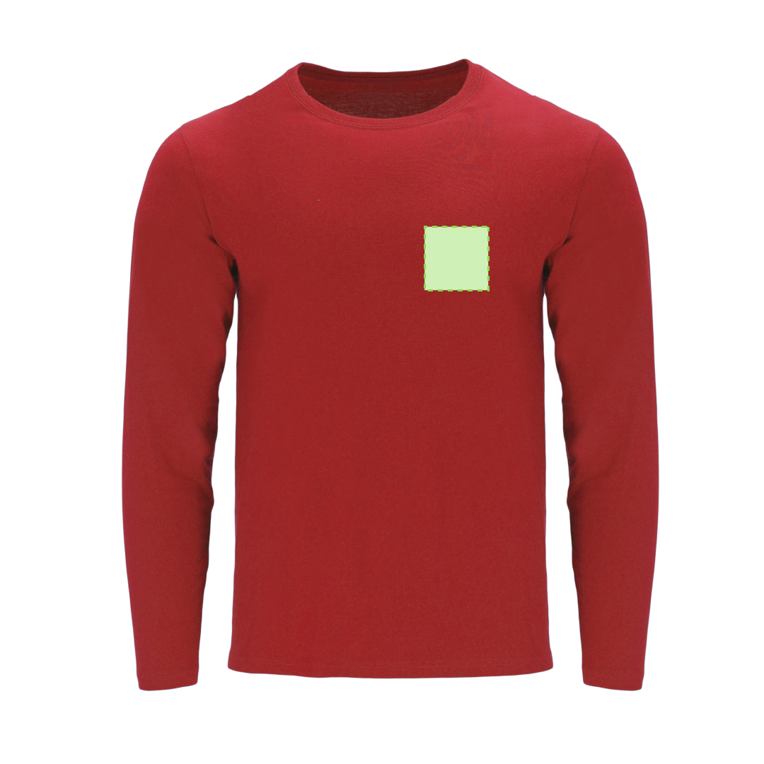 Camiseta Hawk adulto manga larga color — 100% algodón Ring Spun 160 g/m², tubular con cuello canalé 1x1 y puños sin canalé