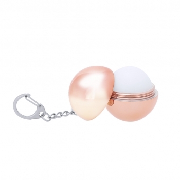 Llavero bálsamo labial SPF15 esfera con mosquetón dorado plateado oro rosa