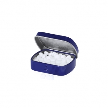 Dispensador de caramelos de menta sin azúcar 23 g en caja de metal con bisagra
