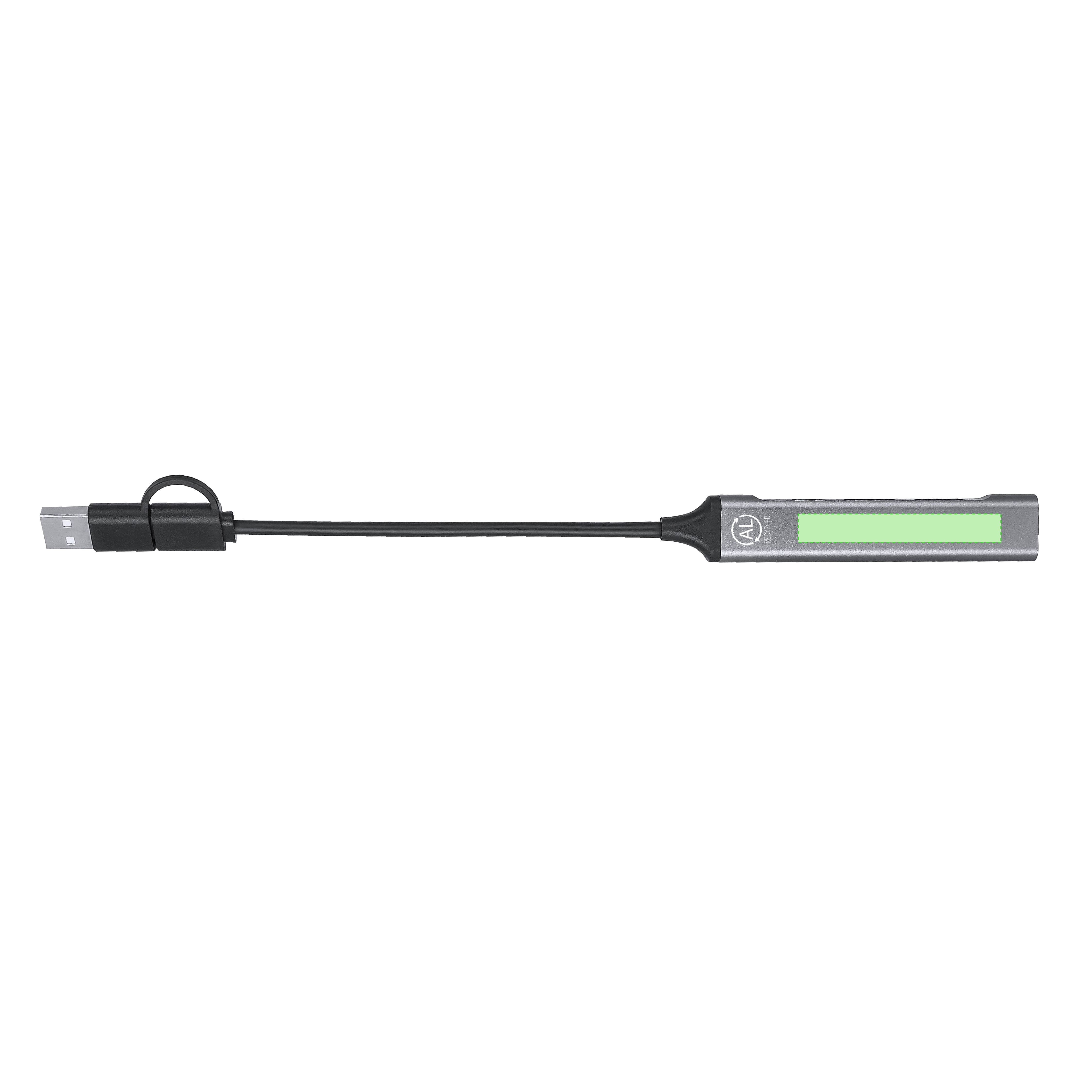 Hub USB de aluminio reciclado con Tipo-C 3.0 y 3 puertos USB-A