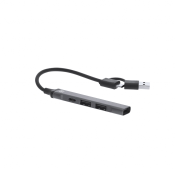 Hub USB de aluminio reciclado con Tipo-C 3.0 y 3 puertos USB-A