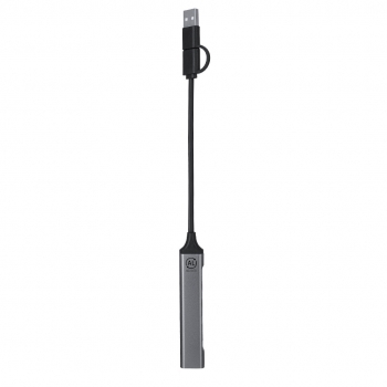 Hub USB de aluminio reciclado con Tipo-C 3.0 y 3 puertos USB-A