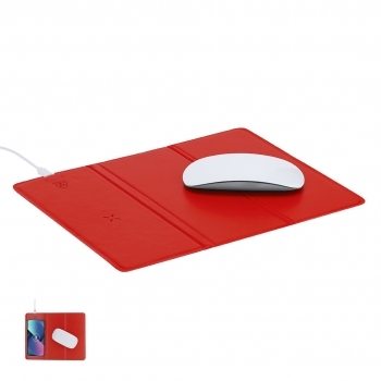 Alfombrilla cargador inalámbrico plegable de PU reciclado con Qi 10W