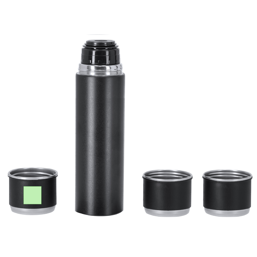 Set corporativo de acampada: Termo 420 ml y 3 Tazas