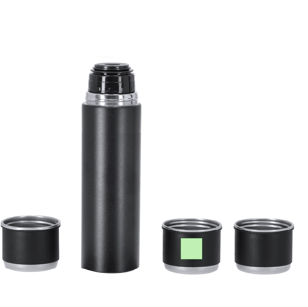 Set corporativo de acampada: Termo 420 ml y 3 Tazas
