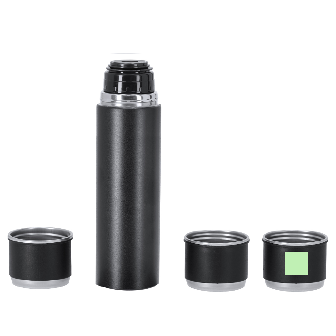 Set corporativo de acampada: Termo 420 ml y 3 Tazas