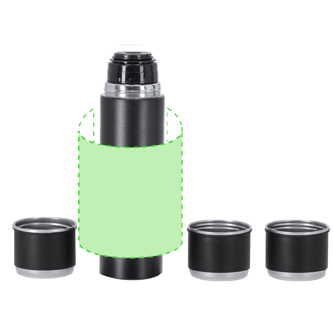Set corporativo de acampada: Termo 420 ml y 3 Tazas