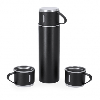 Set corporativo de acampada: Termo 420 ml y 3 Tazas