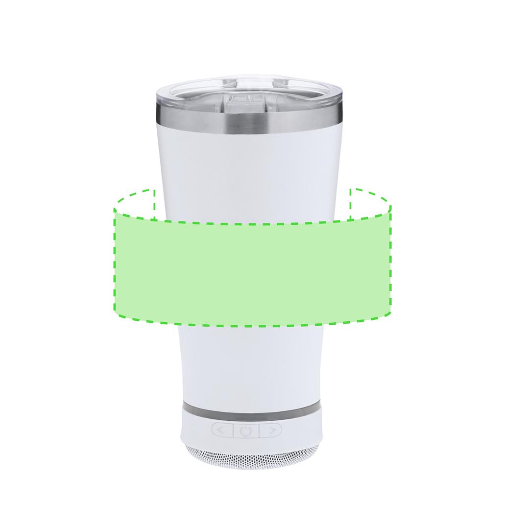 Vaso térmico de acero inox doble pared 440 ml con altavoz Bluetooth 5.3 de 3W integrado
