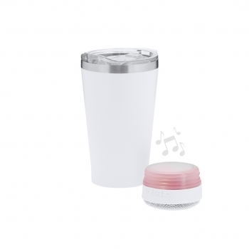 Vaso térmico de acero inox doble pared 440 ml con altavoz Bluetooth 5.3 de 3W integrado