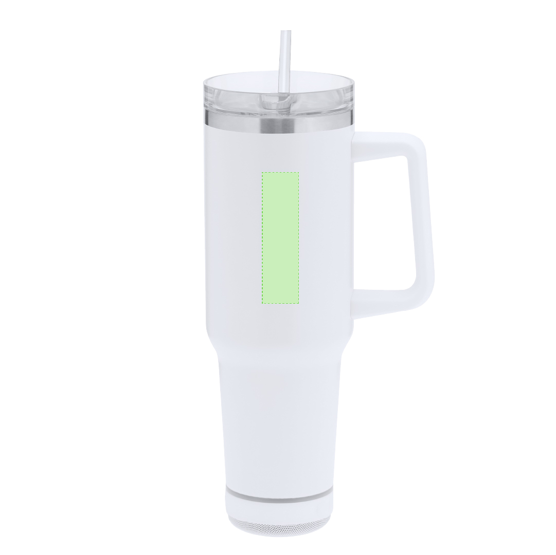Jarra térmica de acero inox doble pared 1,25L con asa ergonómica y altavoz Bluetooth 5.3 de 3W