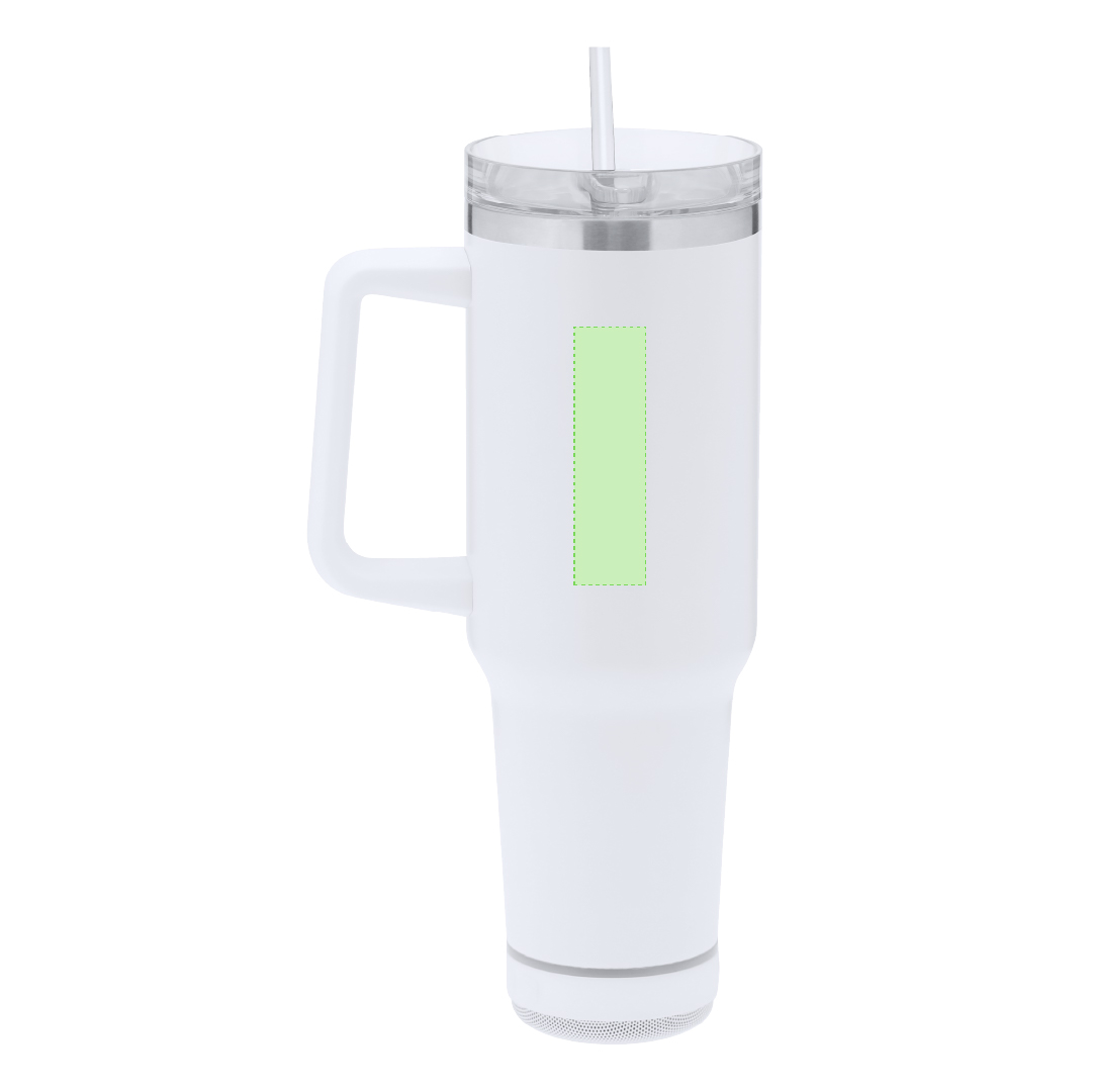 Jarra térmica de acero inox doble pared 1,25L con asa ergonómica y altavoz Bluetooth 5.3 de 3W