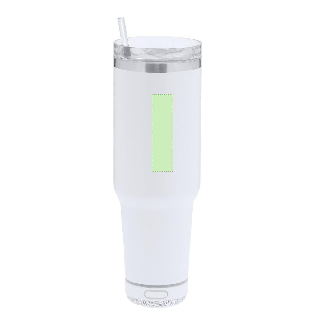 Jarra térmica de acero inox doble pared 1,25L con asa ergonómica y altavoz Bluetooth 5.3 de 3W