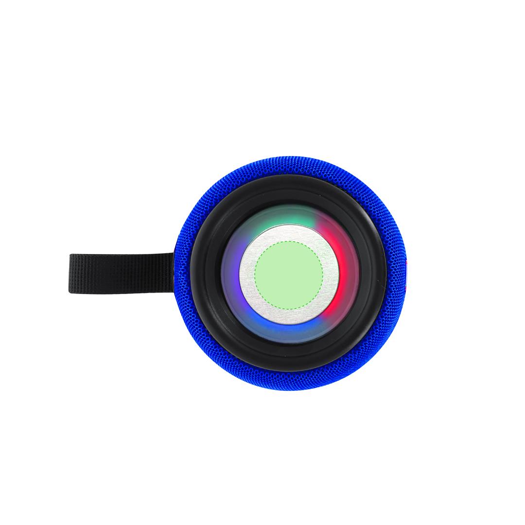 Altavoz estéreo Bluetooth 5.3 en tejido premium 2×5W con LED multicolor 5 posiciones, asa y batería 1200 mAh