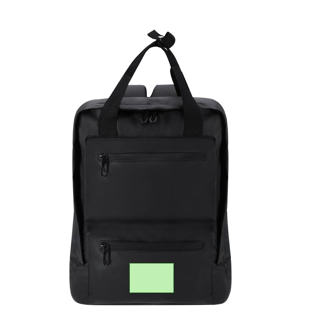 Mochila de PU con bolsillo frontal de hebilla, portátil 15