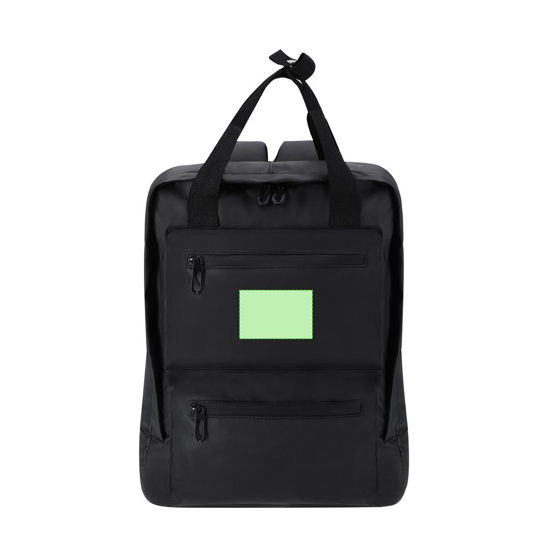 Mochila de PU con bolsillo frontal de hebilla, portátil 15
