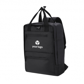 Mochila de PU con bolsillo frontal de hebilla, portátil 15