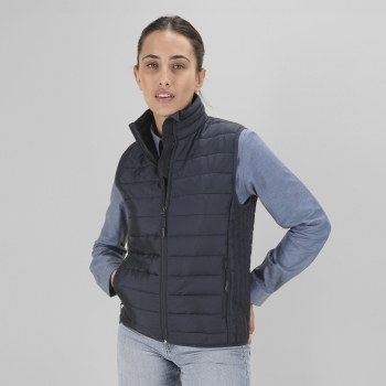 Chaleco Cashel mujer acolchado — 100% poliéster extra ligero resistente al agua y cortavientos, corte entallado, funda de transporte incluida