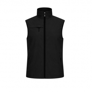 Chaleco Dervik adulto ligero transpirable — 100% poliéster 120 g/m², interior malla, bolsillo pecho + 2 laterales cremallera negra, media luna en cuello
