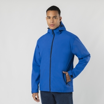 Parka Sarbon adulto — 100% poliéster resistente al agua, malla interior gris oscuro, capucha con cordón y ojales metálicos, bolsillo interior